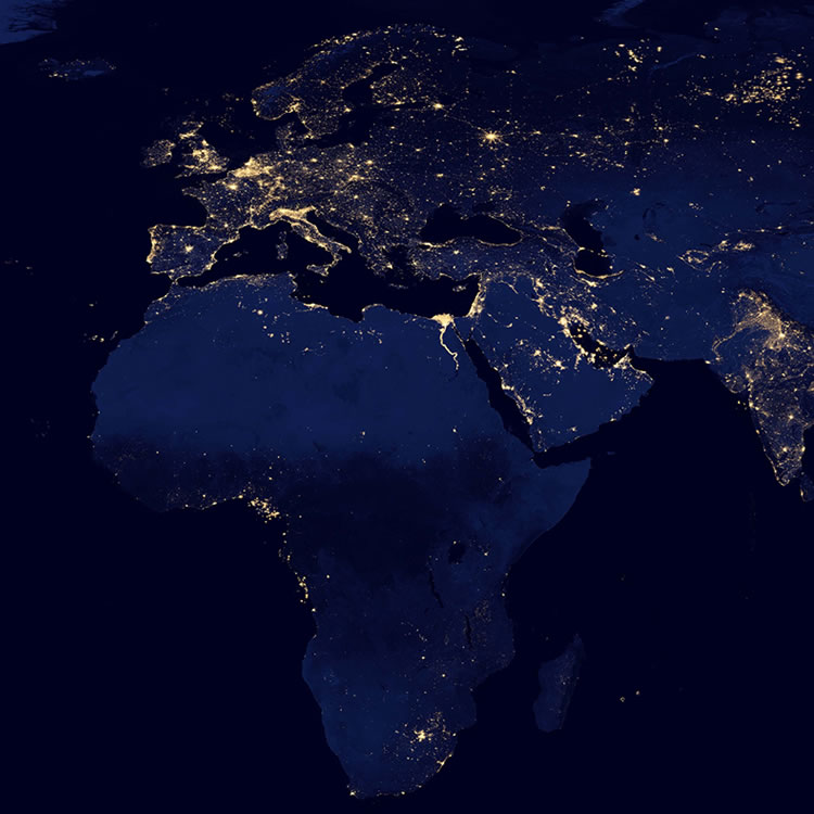 Europe and Africa at night