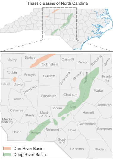 Map of North Carolina's Natural Gas Basins