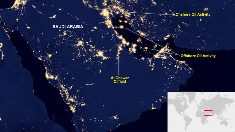 Persian Gulf oil fields from space