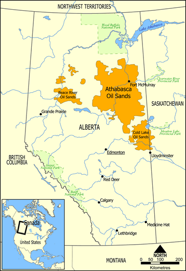 Location of Alberta oil sands deposits