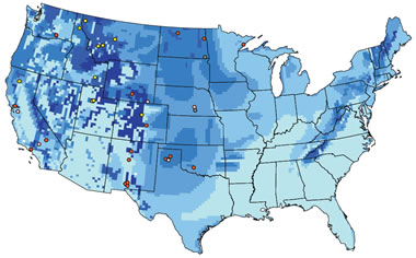 Utility Scale Wind Energy Generation Potential Map