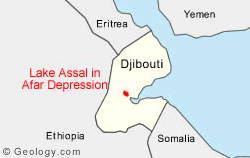 Lake Assal in Afar Depression map
