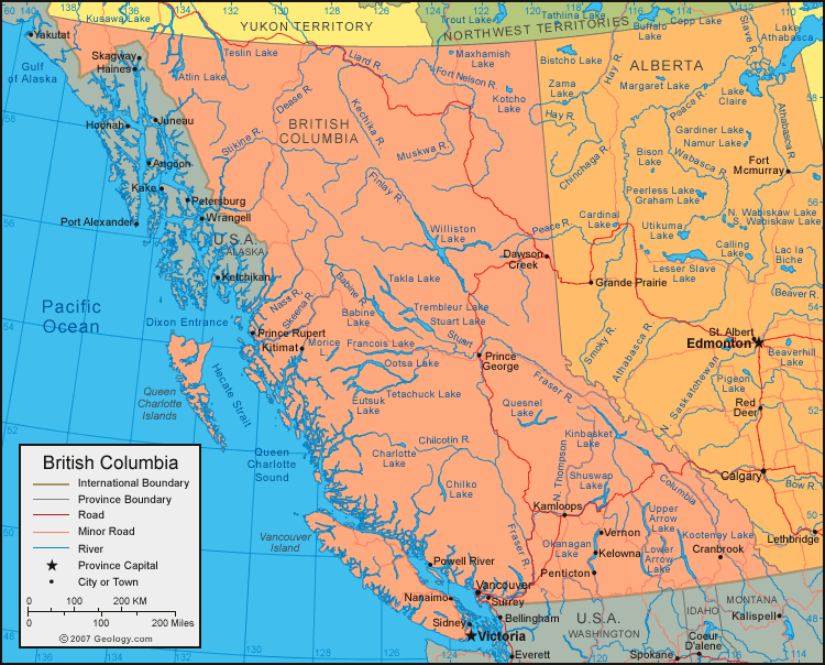 Image result for map of british columbia