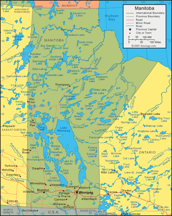 Manitoba Ontario Border Map Manitoba Map & Satellite Image | Roads, Lakes, Rivers, Cities