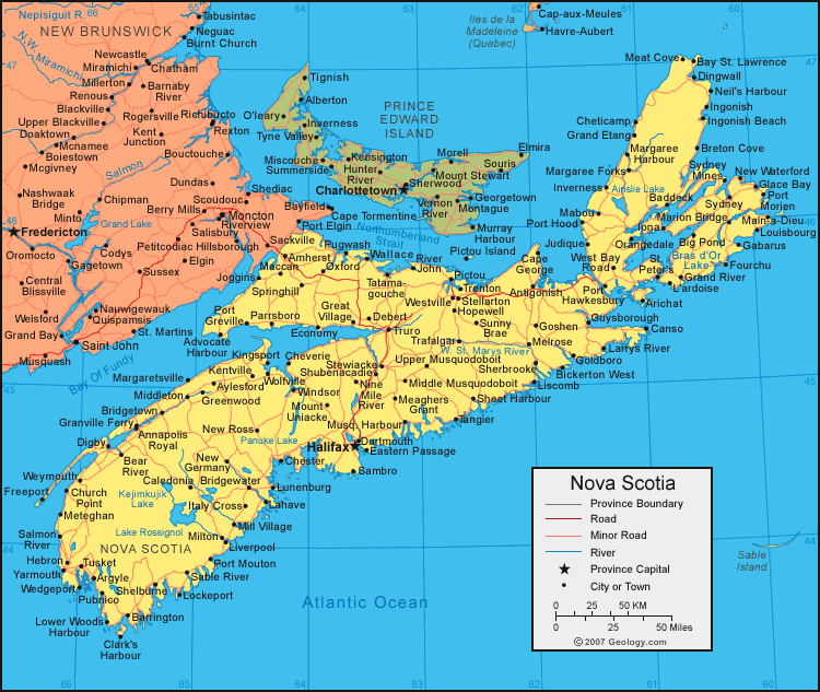 Nova Scotia Map Print Amherst
