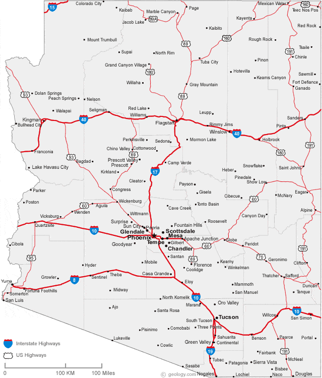 Image result for map of arizona