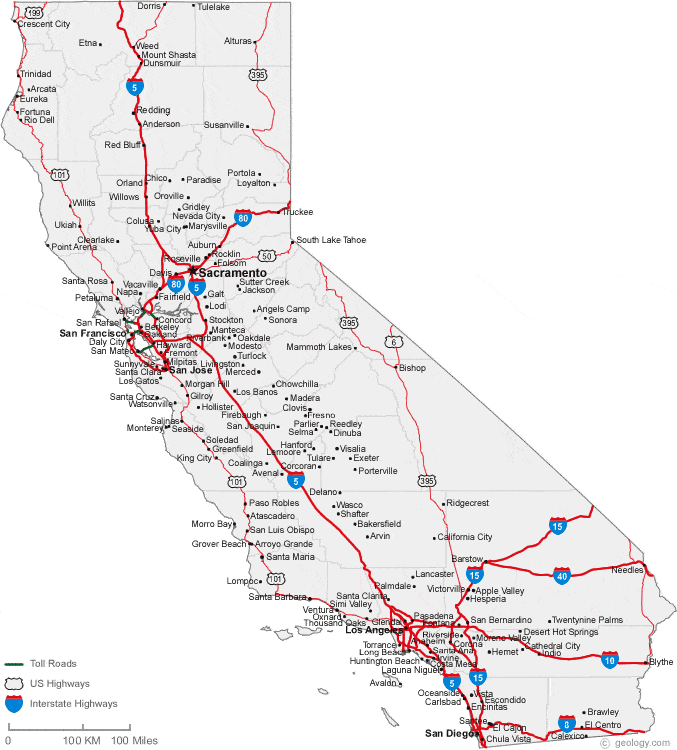 map of California cities