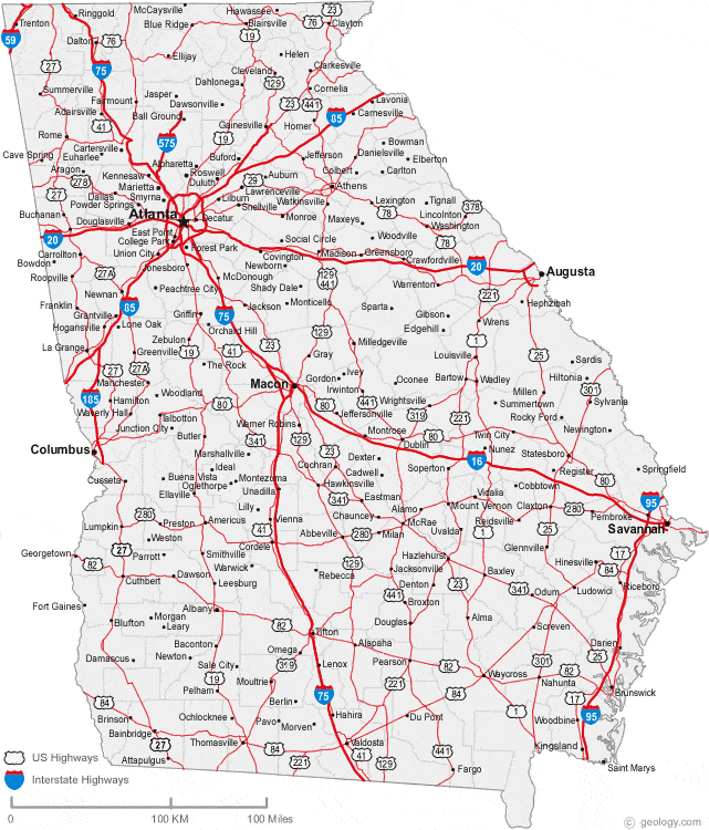 Map of Georgia Cities   Georgia Road Map