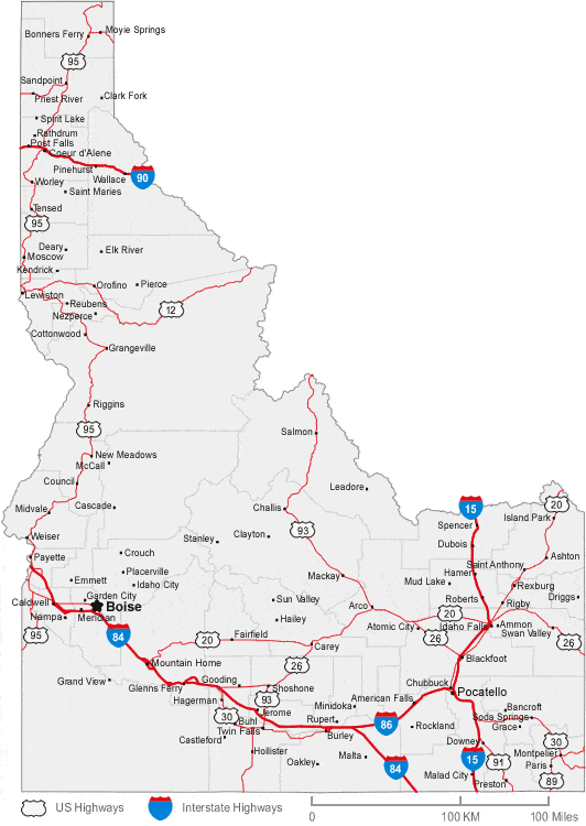 Road Atlas Of Idaho   Map Of Idaho Cities 