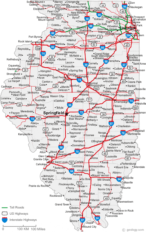 Illinois Road Map, Map Of Illinois Cities, Illinois Road Map