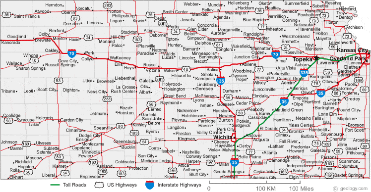 Kansas Map With Counties And Cities Map of Kansas Cities   Kansas Road Map