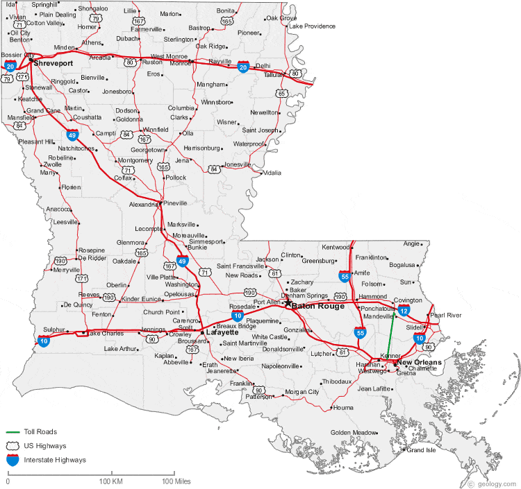 Louisiana Maps, Map of Louisiana Parishes, interactive map of Louisiana