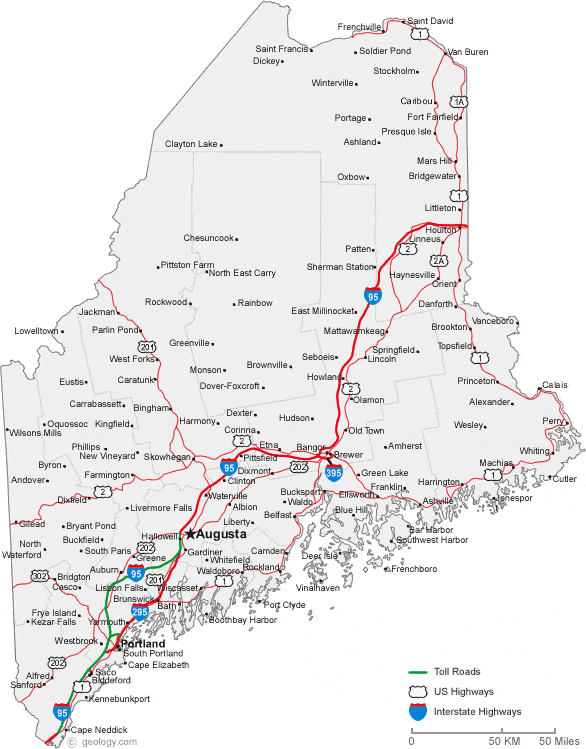 map of Maine cities