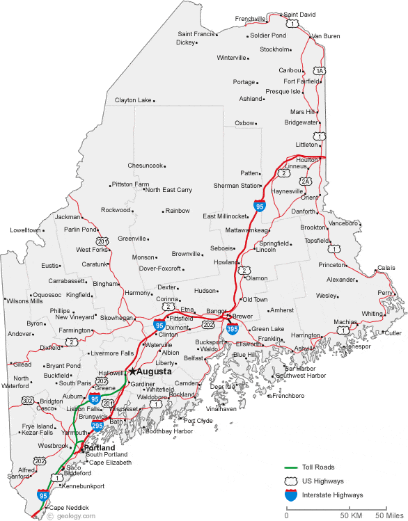 map of southern maine Map Of Maine Cities Maine Road Map