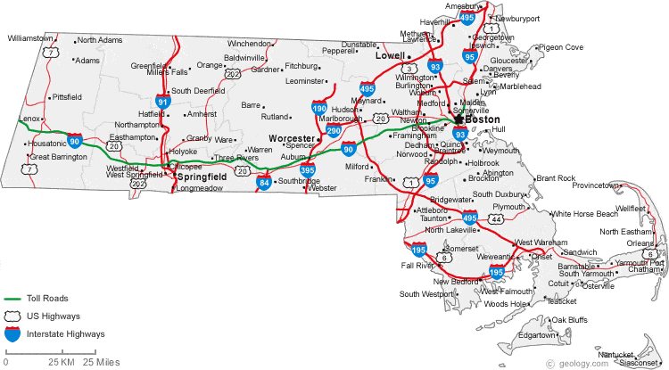 map of Massachusetts cities