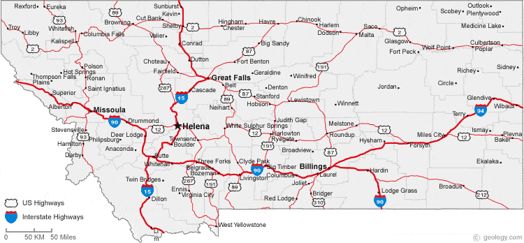 map of Montana cities