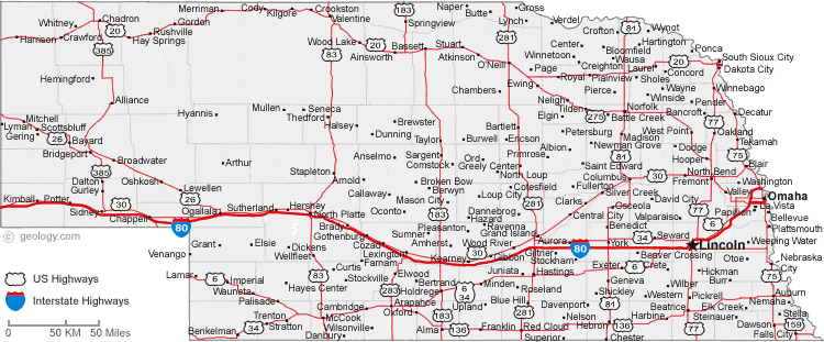 Map Of Nebraska Cities Nebraska Road Map