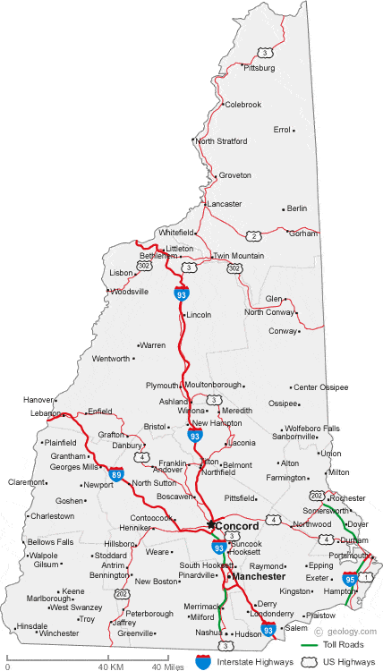 map of New Hampshire cities