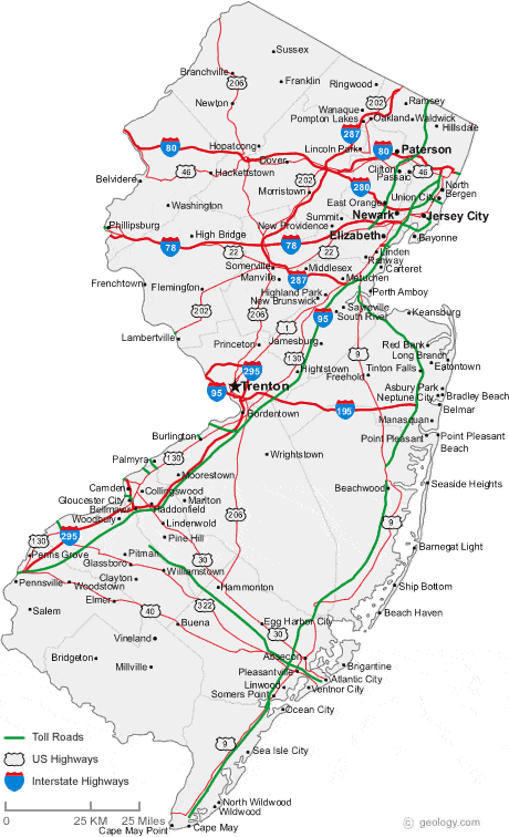Map Of New Jersey Cities New Jersey Road Map