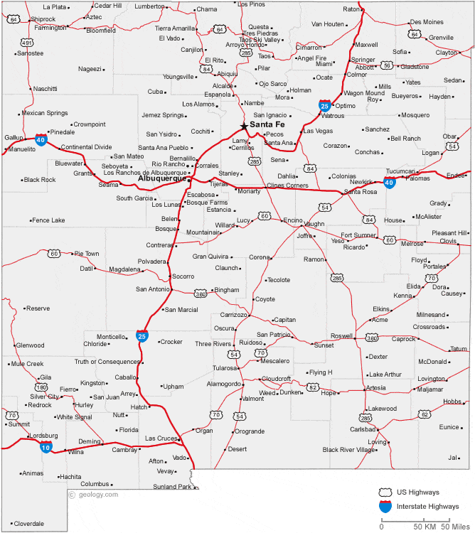 map of New Mexico cities