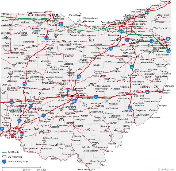 Map Of Ohio Cities Ohio Road Map