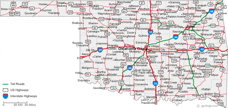Map Of Oklahoma Cities Oklahoma Road Map