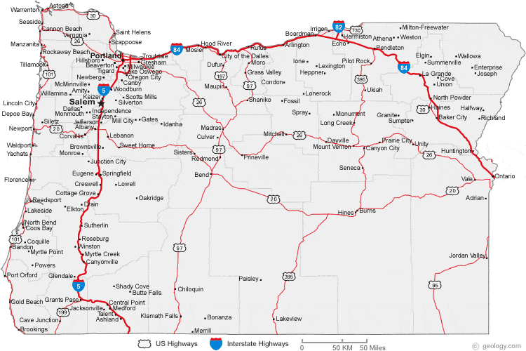 map of Oregon cities