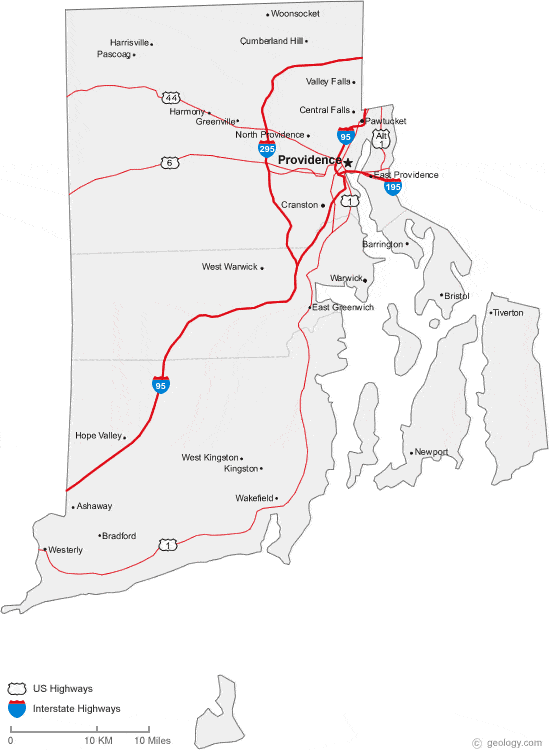 Rhode Island Map With Cities Map Of Rhode Island Cities - Rhode Island Road Map