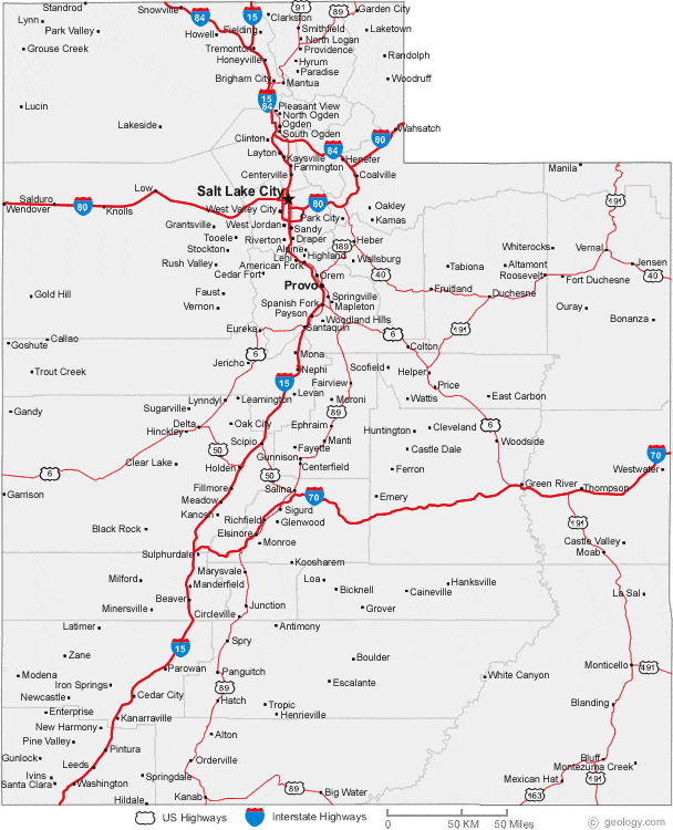 Map Of Utah Cities Utah Road Map