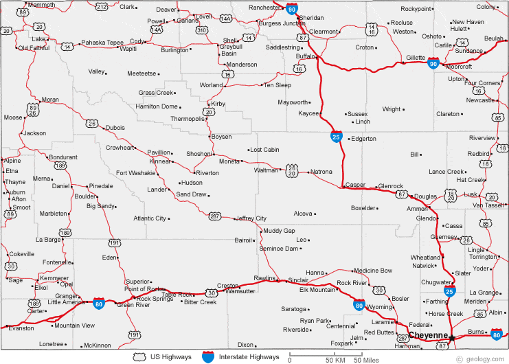 map of Wyoming cities