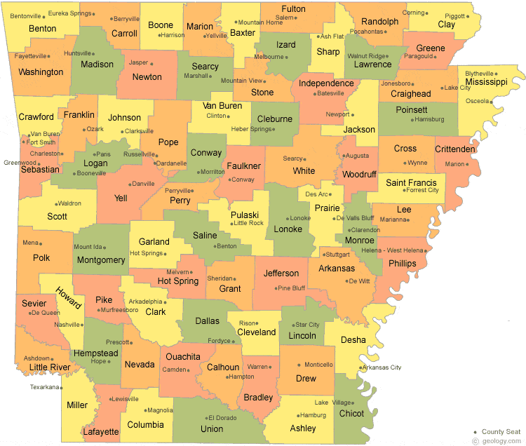 map of Arkansas Counties