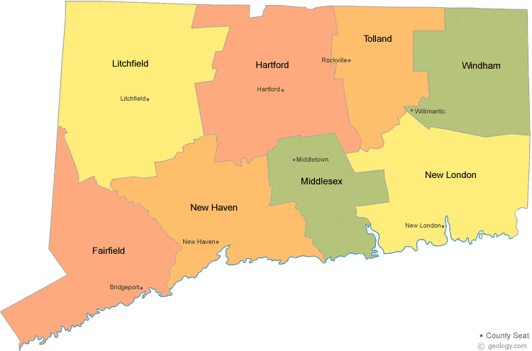 Connecticut County Map 5148