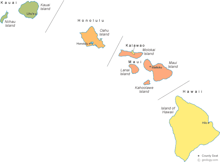 map of Hawaii Counties