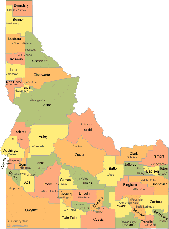 Idaho Map With Cities And Counties