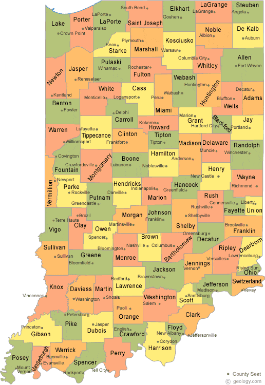 map of Indiana Counties