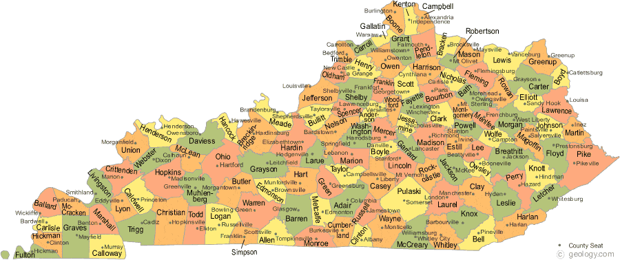 map of Kentucky Counties