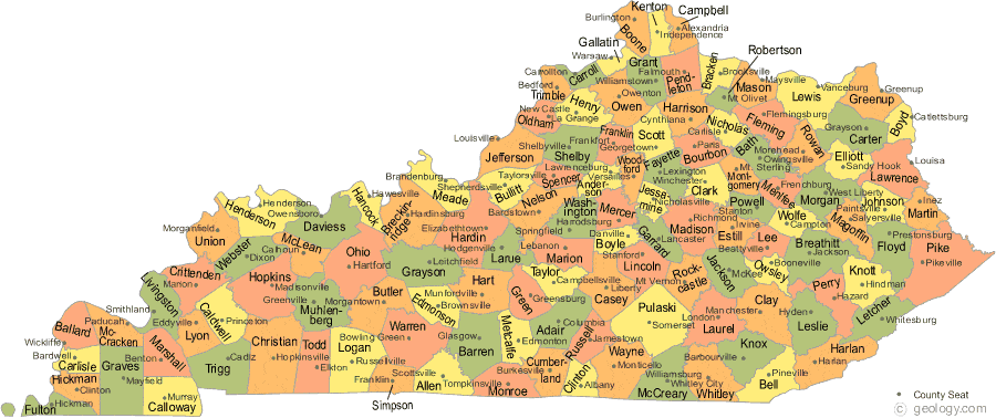 Show Kentucky On The Map Kentucky County Map