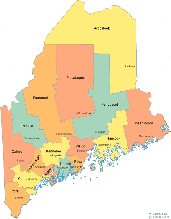 map of Maine Counties