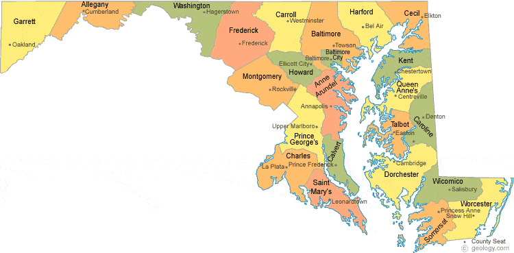 Maryland County Map With Cities