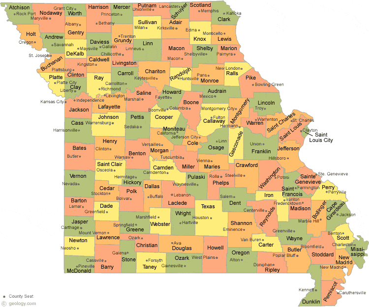 map of Missouri Counties