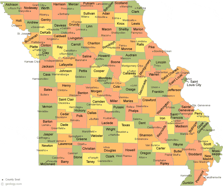 Map Of Missouri Counties And Cities - Devon Loreen