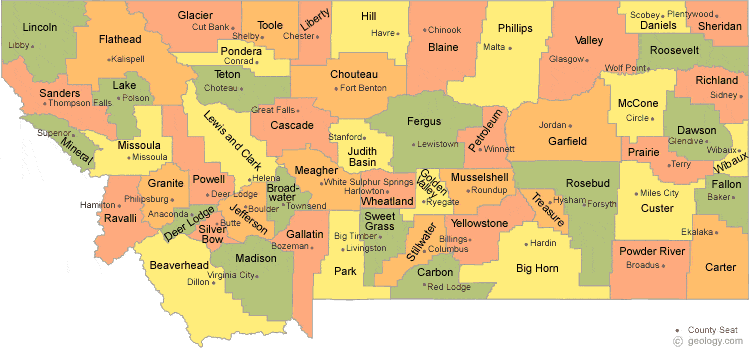 map of Montana Counties