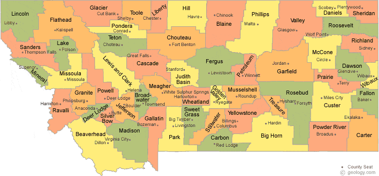 Map Of Montana Counties Montana County Map