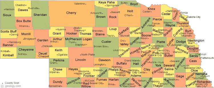 map of Nebraska Counties