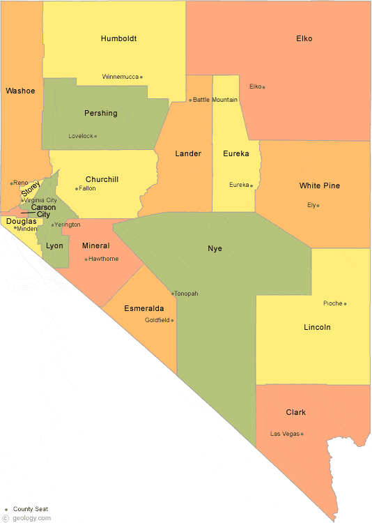 map of Nevada Counties
