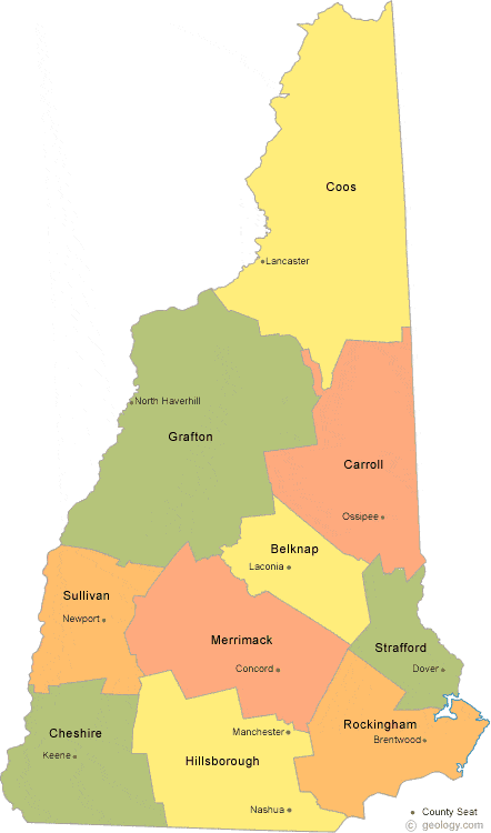 map of New Hampshire Counties