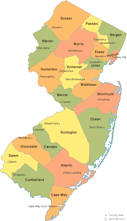 map of New Jersey Counties