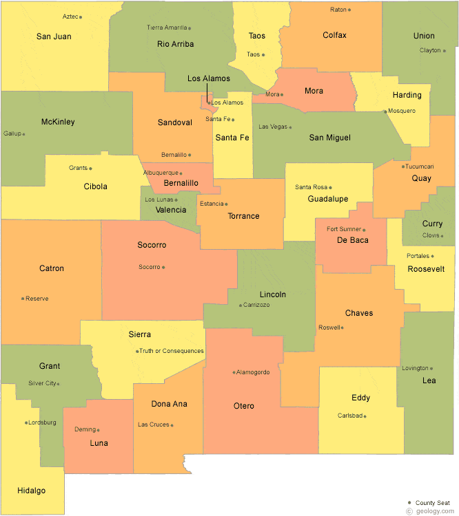 map of New Mexico Counties