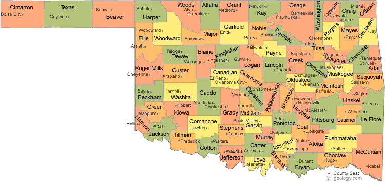 map of Oklahoma Counties