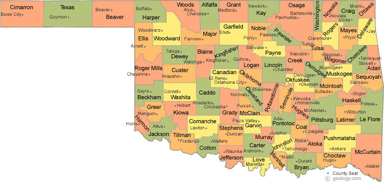 Oklahoma State Map With Counties Oklahoma County Map